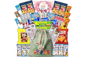GIFTINBAG Easter Snack Box Care Package (42ct) Candy Chocolates Assortment, Cookies Food Bars Basket Gift Basket Bundle for Boy Girl Friend College Student Child Adults Kids Grandkids Office (Green)