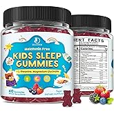 Kids Sleep Gummies, Magnesium Glycinate 100/200 mg for Natural Sleep, Relaxation and Calm Support, Melatonin Free Sleep Aid, Kid Melatonin Alternative for Restful Sleep, Sugar Free Mixed Berry, 120 Ct