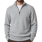 Winnim Men's 1/4 Zip Turtleneck Sweater, Soft Knitted Pullover with High Collar, Loose Fit Long Sleeve Casual Knit Sweatshirt