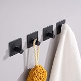 Aikzik Self Adhesive Hooks 4 Stainless Steel Heavy Duty Waterproof Black view 3