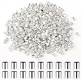 500Pcs Crimp Tubes Crimping Beads for Jewelry Making, Crimp Tube Beads Tube Column Stoppers, Crimp Beads Cord End Tube, Crimping Tube Accessories for DIY Jewelry Making(Silver)