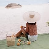 VonShef Picnic Blanket Green Herringbone 8 Person Waterproof Backing view 7