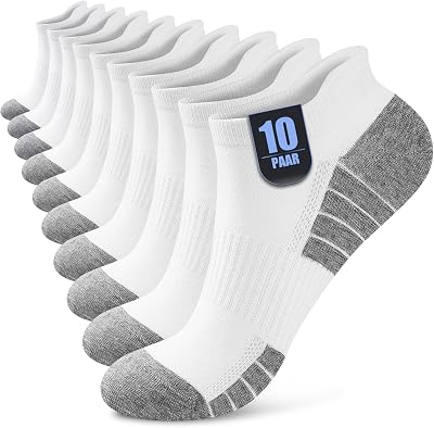 10 Paires Chaussettes Basses Homme Femme, Socquettes Coton Courtes Respirantes Antidérapantes, Sport Running Unisexe Blanc 39-42