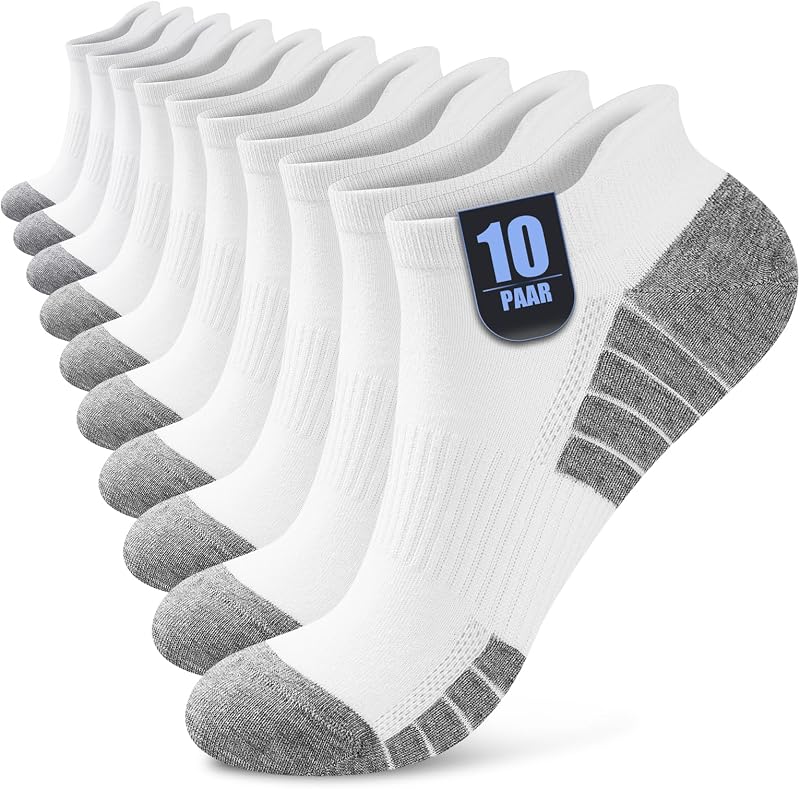 10 Paires Chaussettes Basses Homme Femme, Socquettes Coton Courtes Respirantes Antidérapantes, Sport Running Unisexe Blanc 39-42