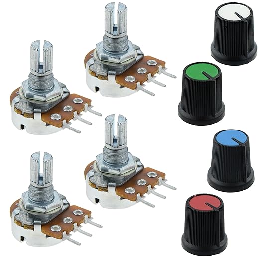 4 x 10K Log Logarithmic Potentiometer Pot with Coloured Knob Amazon.co