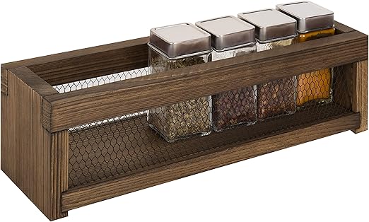 Amazon Com Mygift Rustic 13 Inch Wood Mesh Countertop Spice