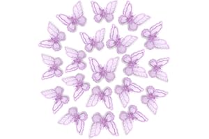 VSHINIC 12pcs Butterfly Lace Trim, Lace Butterfly Applique Patches,Double Layers Organza Butterfly Lace Fabric Embroidery Sewing Lace DIY for Wedding Bride Hair Dress Hat Accessories (Purple)