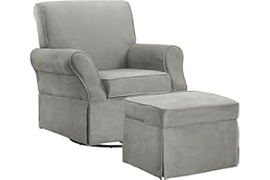 Baby Relax Kelcie Swivel Glider Chair and Ottoman Set, Gray Microfiber, 2 Count
