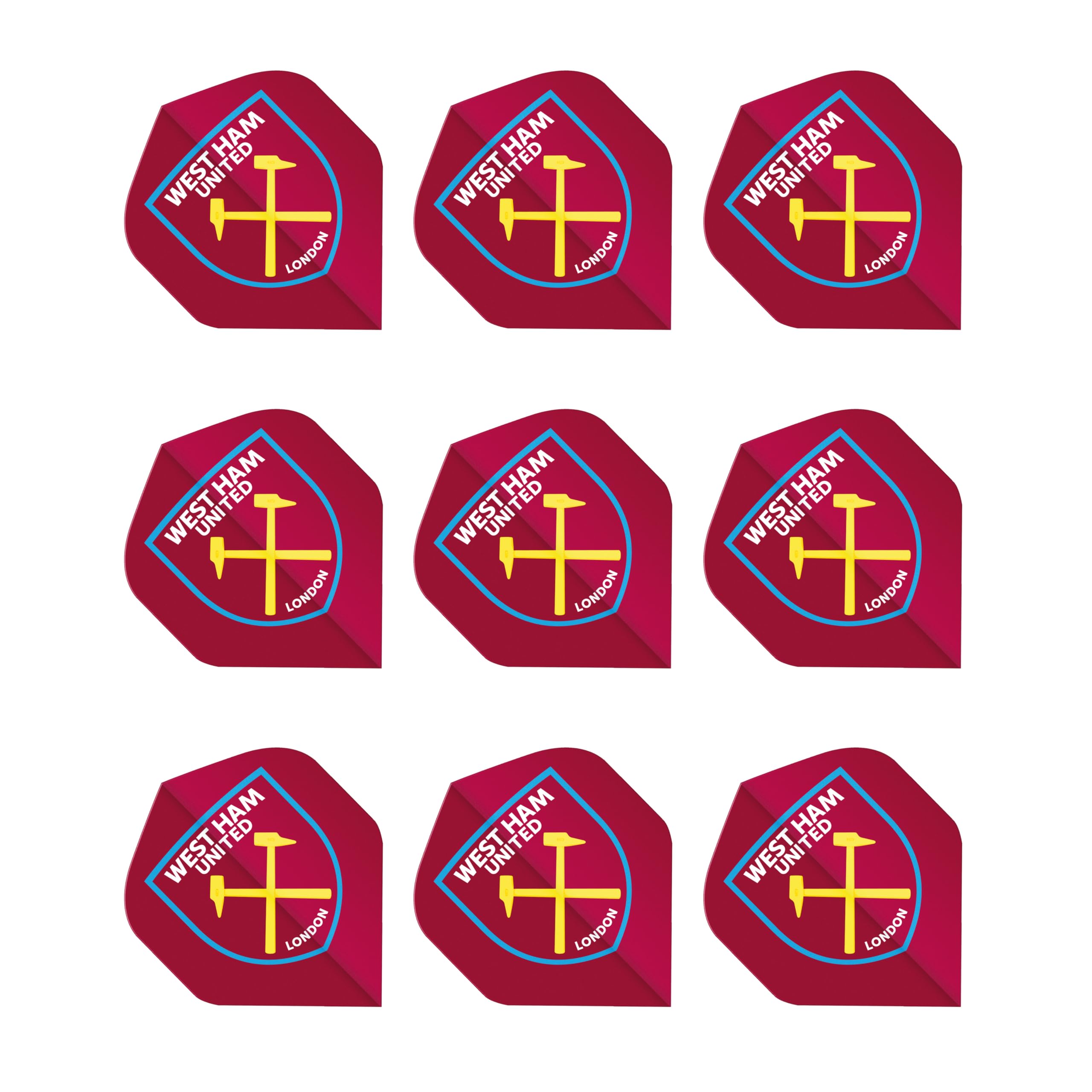 FOCO Officially Licensed West Ham Football Club Dart Flights Extra Thick 75 Micron - 3 Sets per pack (9 darts Flights in total) - Professional Darts Accessories