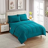 Sweet Home Collection 5 Piece Comforter Set Bag Solid Color All Season Soft Down Alternative Blanket & Luxurious Microfiber Bed Sheets, Teal, Twin