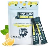 Sugar Free Electrolytes Powder Packets, 16 Count SURPO Electrolyte Drink Mix Lemon-Aid Zero Calorie, No Sugar Instant Hydration Packets for Energy &amp; Recovery with Taurine, Magnesium, Potassium, Sodium