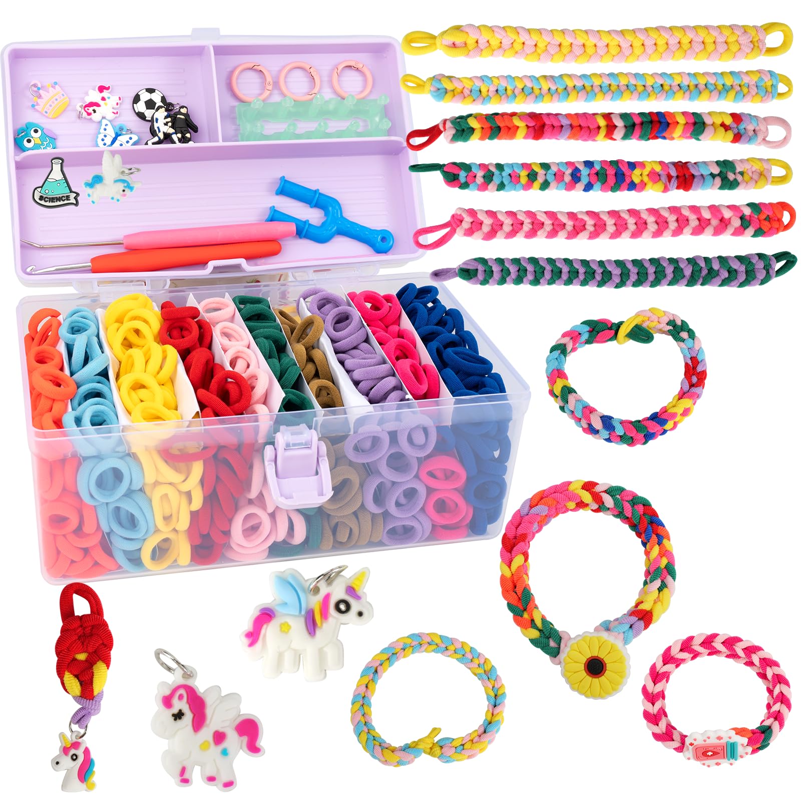 View 1 of 1200+ pcs Rubber Band Bracelet Kit & Loom Bracelet Kit for Kids 6-12 – Deluxe DIY Bracelet Making Kit with Weaving Loom, Colorful Bands & Hair Accessories, Creative Gift for Boys & Girls