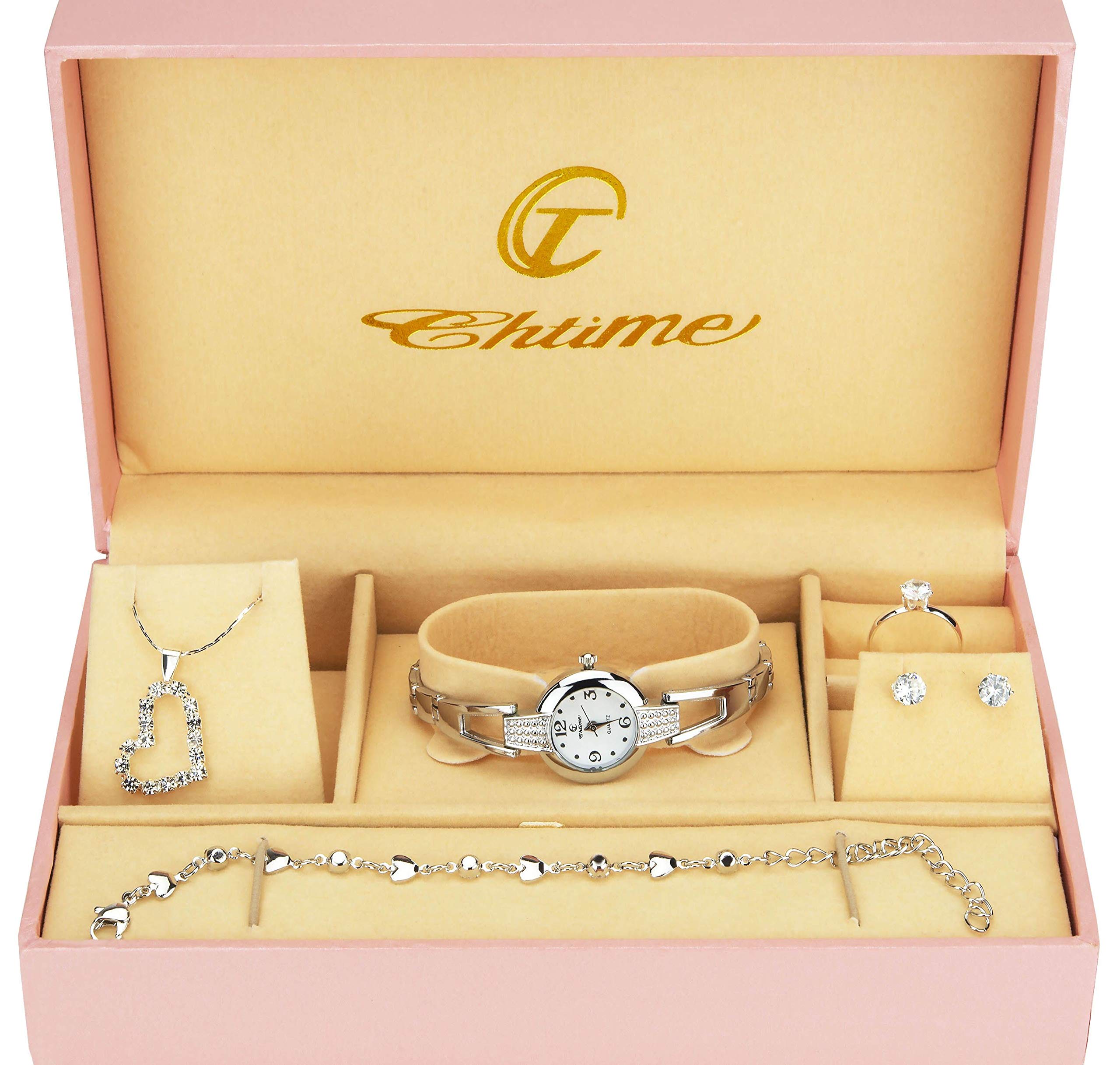 Gift Set Women's Watch - Parure de Bijoux- Necklace-Ring- Earrings
