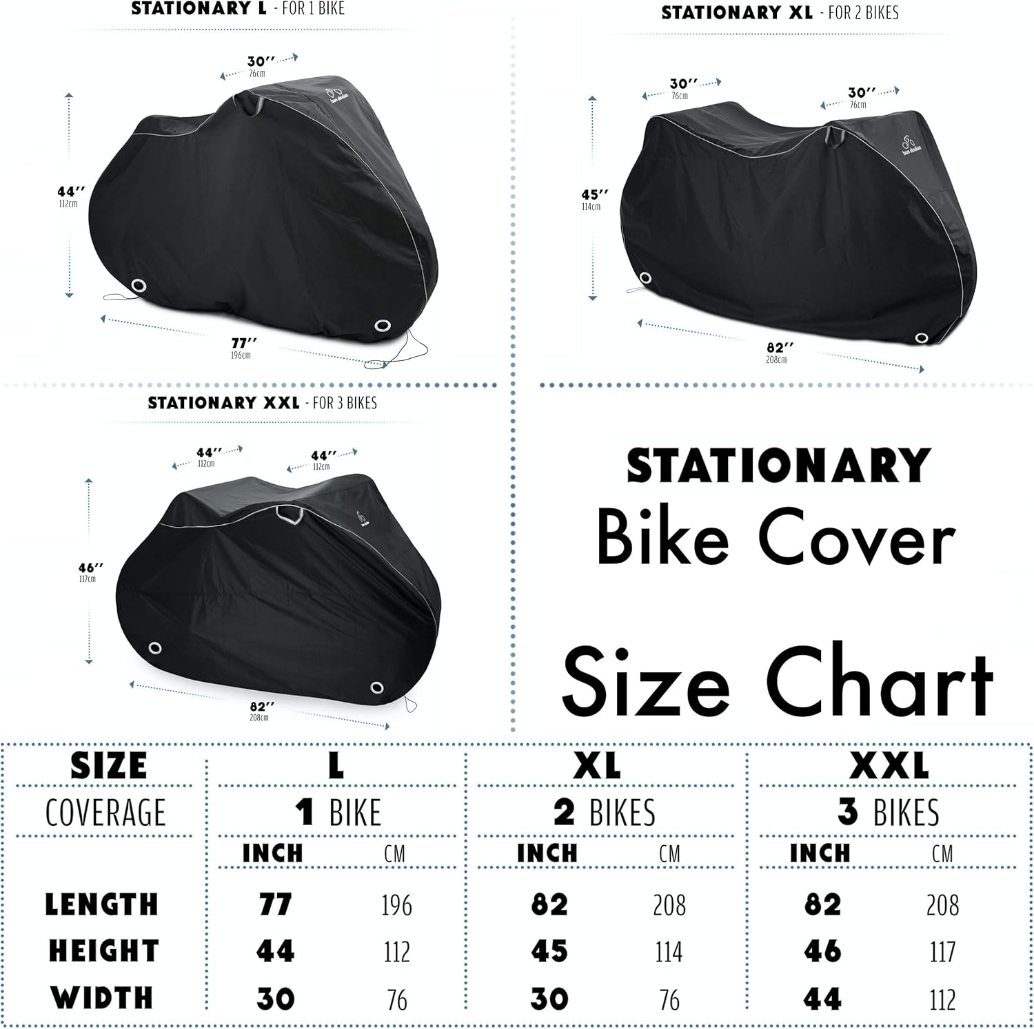 Bike Cover - Waterproof Outdoor Bicycle Storage For 1, 2 or 3 Bikes - Heavy Duty Ripstop Material - 2 Styles: Stationary and Transportation - Offers Constant Protection All Through The 4 Seasons : Sports & Outdoors