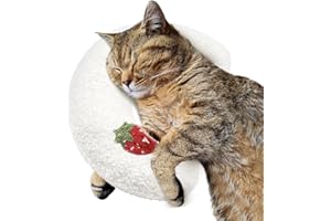 ucho Pillow for Cats, Ultra Soft Fluffy Pet Calming Toy Half Donut Cuddler, U-Shaped Pillow for Pet Cervical Protection Sleeping Improve - White