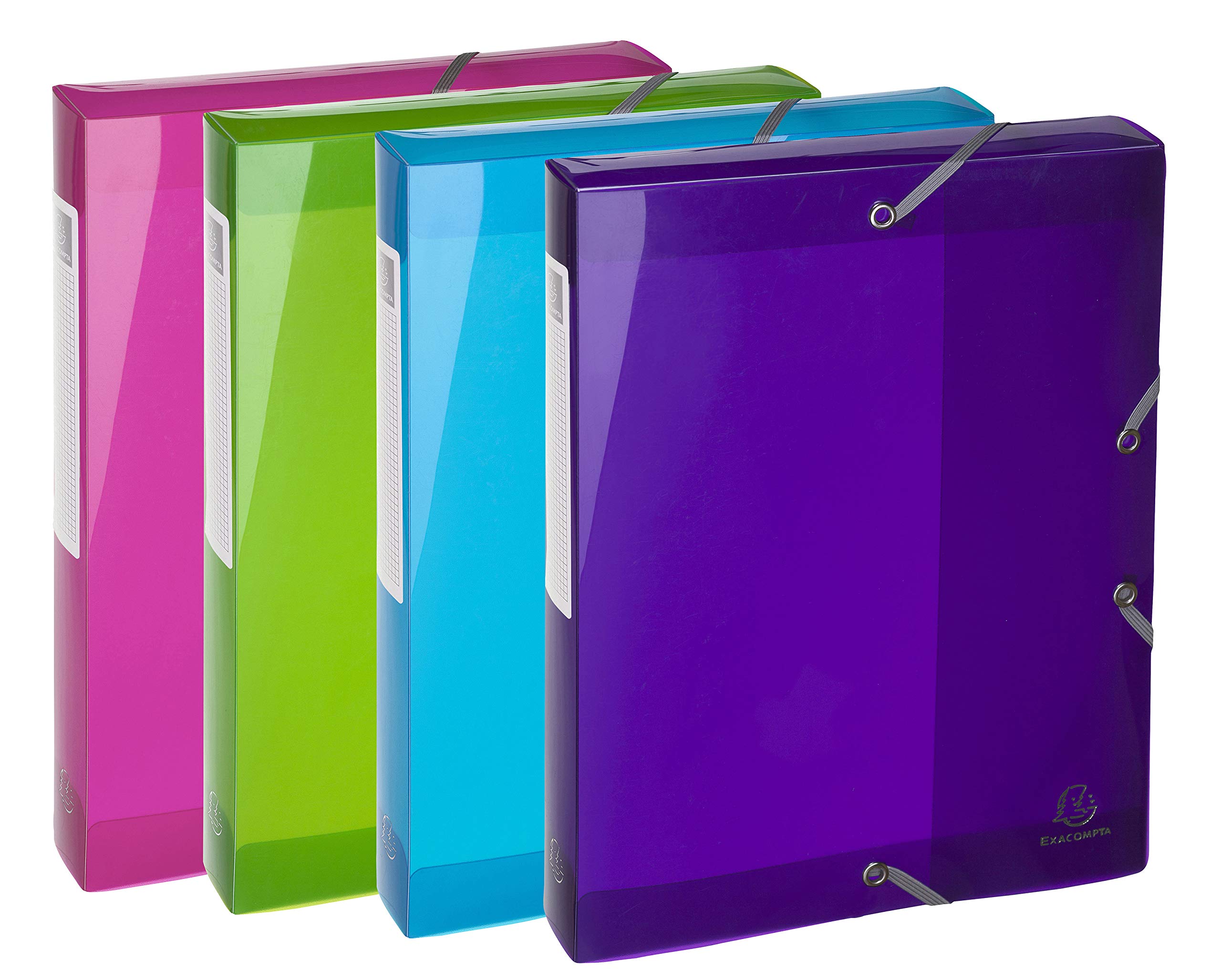 Exacompta - Ref 59780E - Iderama Collection - PP Filing Box - 250 x 330mm in Size, 40mm Spine, Suitable for Storing A4 Documents - Assorted Colours (Pack of 4)