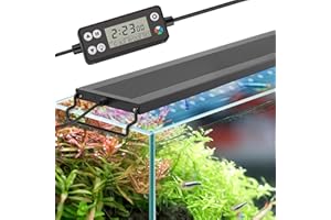hygger Auto On Off LED Aquarium Light, Full Spectrum Fish Tank Light with LCD Monitor, 24/7 Lighting Cycle, 7 Colors, Adjustable Timer, IP68 Waterproof, 3 Modes for 48"-54" Freshwater Planted Tank