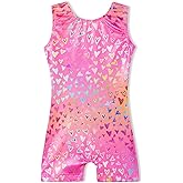 Domusgo Gymnastics Leotards for Girls Sparkly One-Piece Pro Kids Unitard Biketards with Shorts