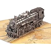 Steam Train 3D Pop Up Birthday Card for Men, Vintage Steam Train Design, Handmade Birthday Card, Ideal Gift for Father's Day, Birthday for Dad, Grandad, Husband, Men, Boyfriend, Adults; 6" x 8"