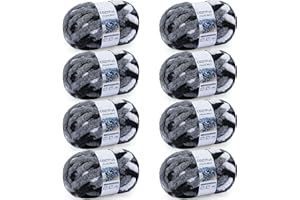 Cozyful Chunky Yarn for Hand Knitting - #10 Chunky Chenille Blanket Yarn, Jumbo Big Thick Chunky Yarns for Crocheting, Tie Dye Bulky Knit Yarns, 8 Skein (25 yds 8 oz Each Skein), Black & Grey & White