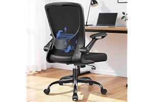 BESTFAIR Ergonomic Office Chair, Mesh Computer Chairs with Lumbar Support, Swivel Desk Chair with Flip-up Arms and Adjustable