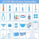 Ophy 40pc Wooden Dentist Play Set for Kids 3+ with Tooth Model Stethoscope Bag view 6