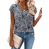 Zeagoo Womens Tops Short Sleeve V Neck Shirts Summer Dressy Casual Business Clothes Work Blouses Fashion Clothing Outfits
