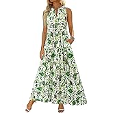 BTFBM Womens Summer Maxi Dresses 2025 Casual Sleeveless V Neck Loose Fit Floral Boho Dress Beach Long Sundress