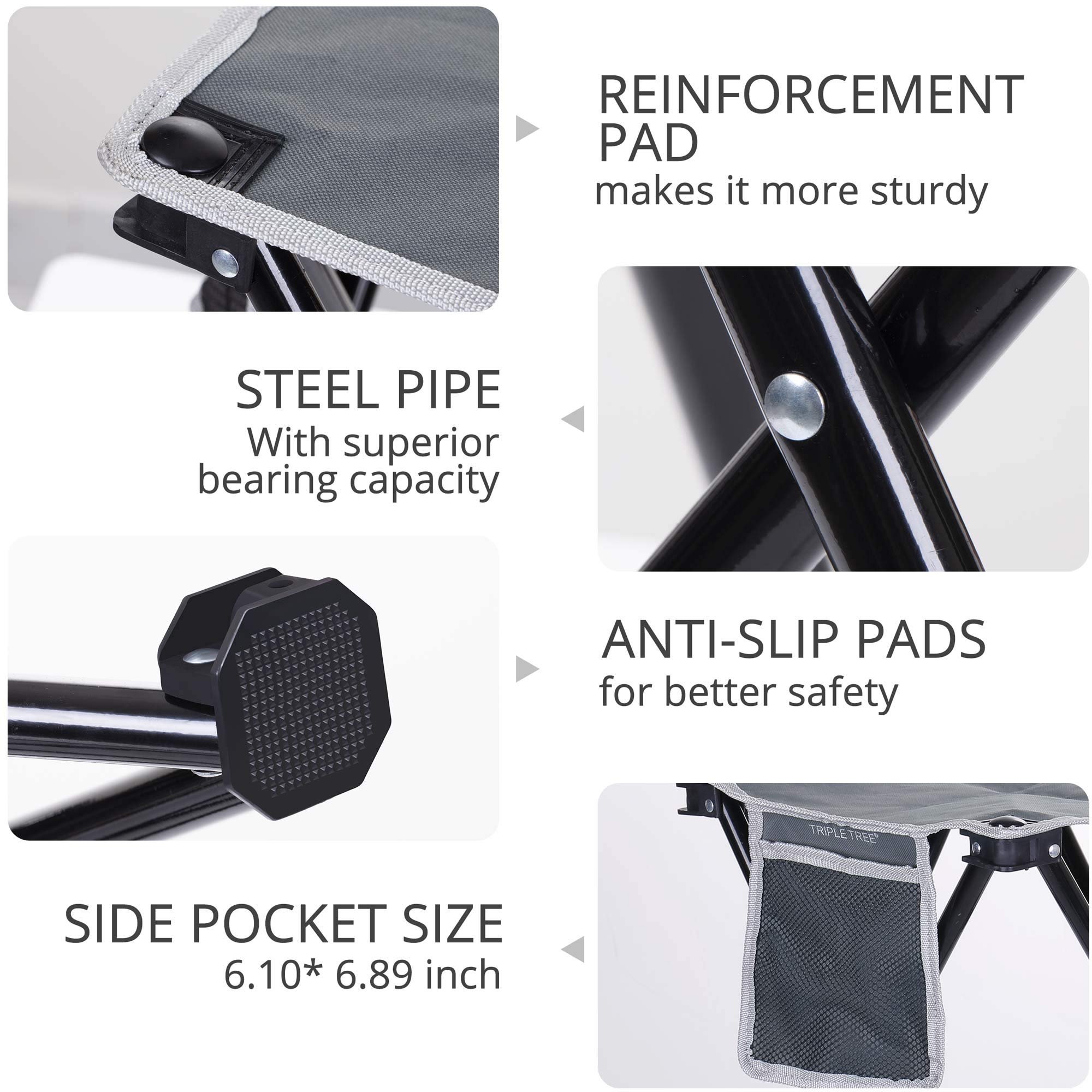 TRIPLE TREE Folding Stool, 2 Pack Portable Camping Stool for Outdoor Walking Hiking Fishing 400 LBS Capacity with Carry Bag 13.8 Inch Height