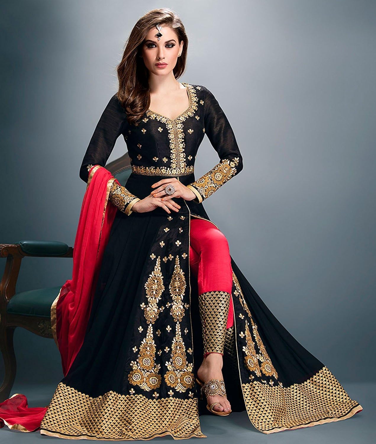 v.k.creation women's dress material(vkmtrix01_black_free size)