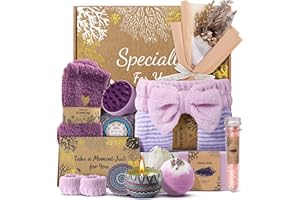 Coralogo Lavender Spa Gift Baskets - Natural Pampering Spa Set, Self-Care Beauty Gift Basket, Wellness Bath & Body Works, Unique Gifts for Birthday, Valentines Day, Mothers Day for Mom, Wife, Her