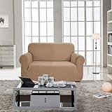 SAMSTEX 2 Seater Sofa Cover 1-Piece Stretch Jacquard Knit Sand view 2