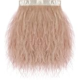 SOGUGOM 1.5Ply Champagne Ostrich Feather Trim, 4 Inch 2 Yards | Champagne Feather Trim for Prom Dress Decoration, Dance Costume Embellishment, Craft Projects, Accessory Design