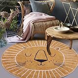 Rururug Cartoon Round Rug Kids Playmat Brown Lion Non-Slip 100CM view 7