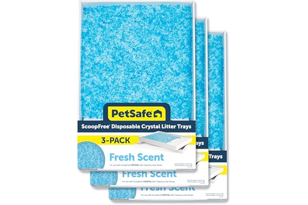 PetSafe ScoopFree Self-Cleaning Cat Litter Box Tray Refills with Premium Blue Non-Clumping Crystals, 3-Pack