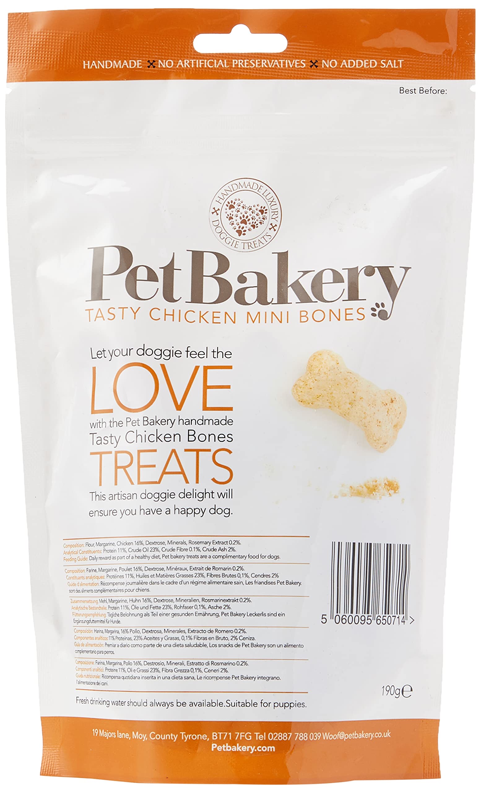 Pet Bakery Dog Treat Bones Chicken, 190 g