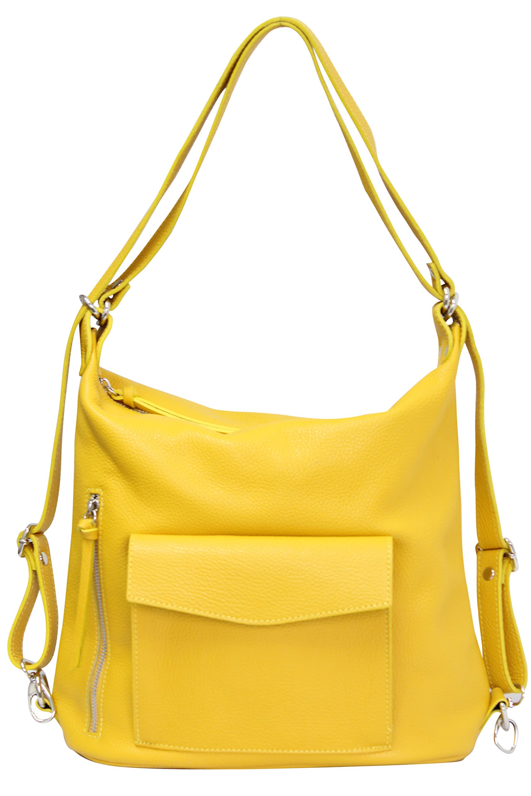 AMBRA Moda GL016 - Women's shoulder bag, backpack 2 in 1 in genuine leather (yellow)