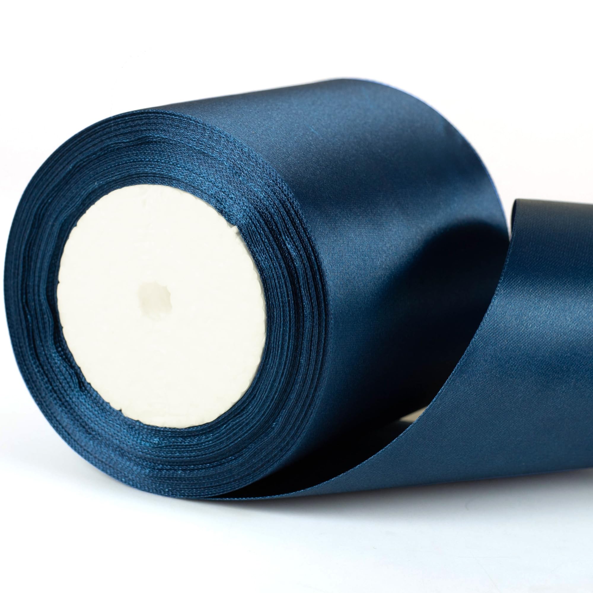 22m x 10cm Wide Navy Satin Ribbon, Dark Blue Thick Wedding Car Ribbon for Gift Wrapping, Bouquet, Cake, Craft Decorations, Premium 4 Inch Florist Ribbons for Christmas Birthday Present