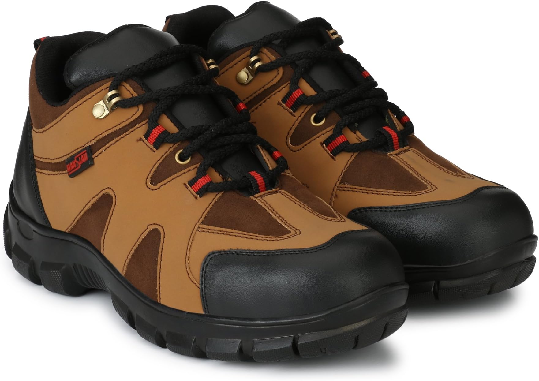 Manslam Mne's Synthetic Leather Safety Shoe with Steel Toe (Color - TAN, MLM21, 8 UK)