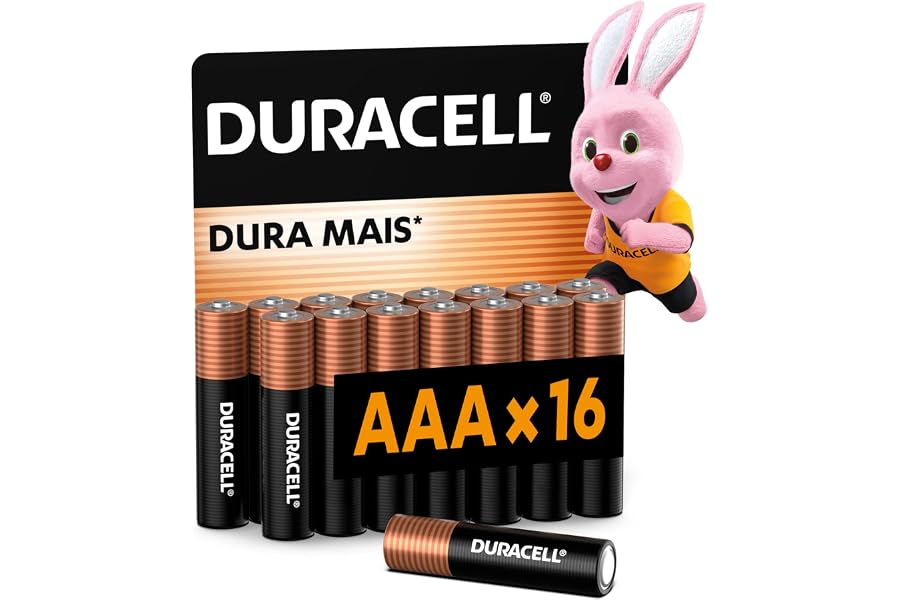 Duracell Pilha Alcalina AAA Palito Com 16 Unidades – Dura Mais – Ideal para Controles Remotos, Brinquedos e Lanternas