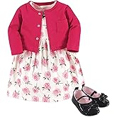 Little Treasure baby-girls Cotton Dress, Cardigan and Shoe Set