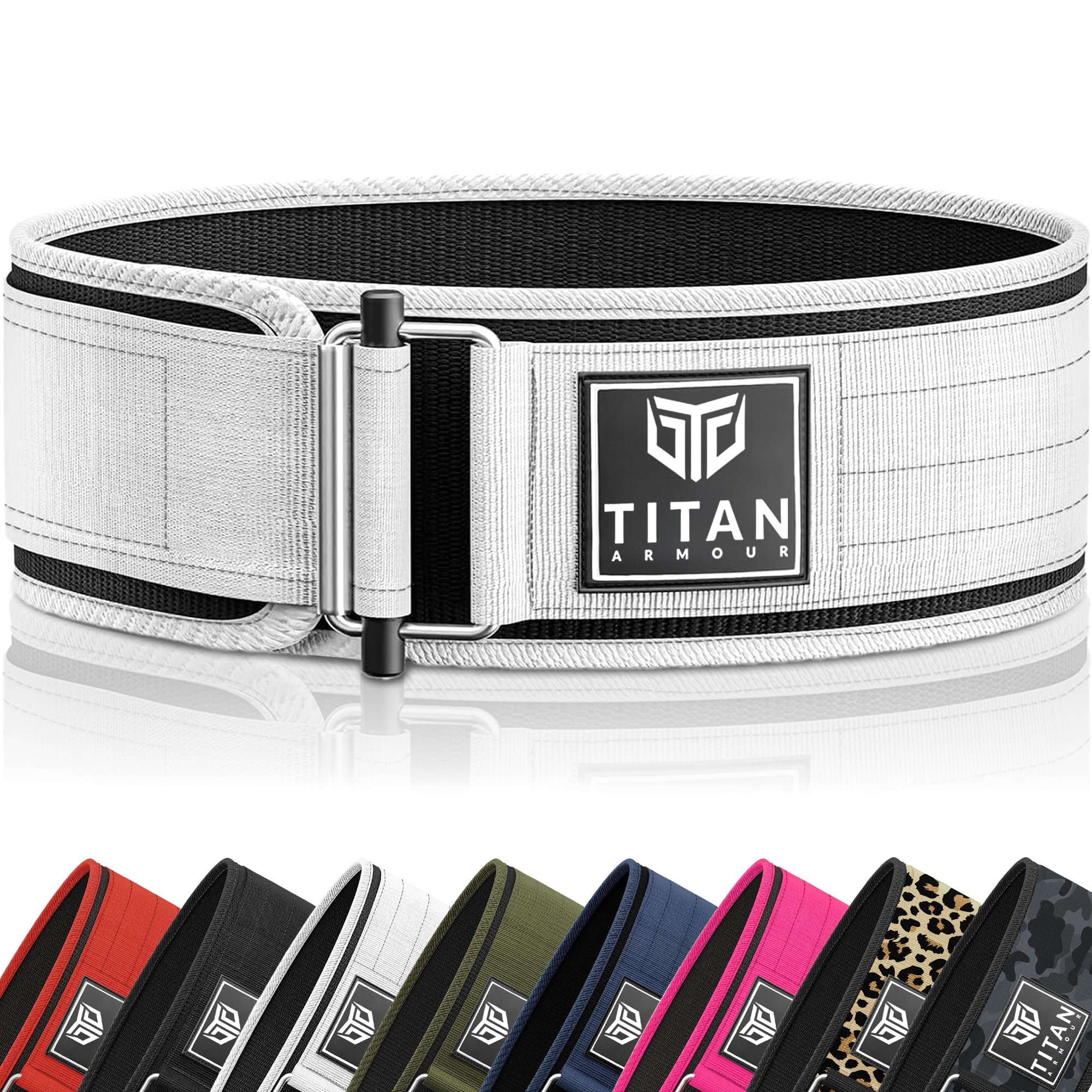 Titan Armour® Premium Self-Locking Weight Lifting Belt | Gym belt: Powerlifting, Deadlift, Olympic Lifts, Squats | Functional Weightlifting Belt | Men & Women | UK Brand (Glacier White, XS — image 1