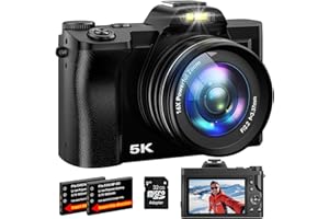 FLYFROST 5K Digital Camera WiFi Autofocus Vlogging Camera for YouTube 48MP Camera for Photography and Video, 3.5" Screen Travel Cameras with UV Filter, Anti-Shake,16X Digital Zoom,32GB SD Card,2 Batteries