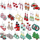 24 Pairs Christmas Earrings for Women Lightweight Dangle Acrylic Holiday Stud Earrings Tree Snowflake Earrings Cute Christmas Earrings for Lady Jewelry Gift
