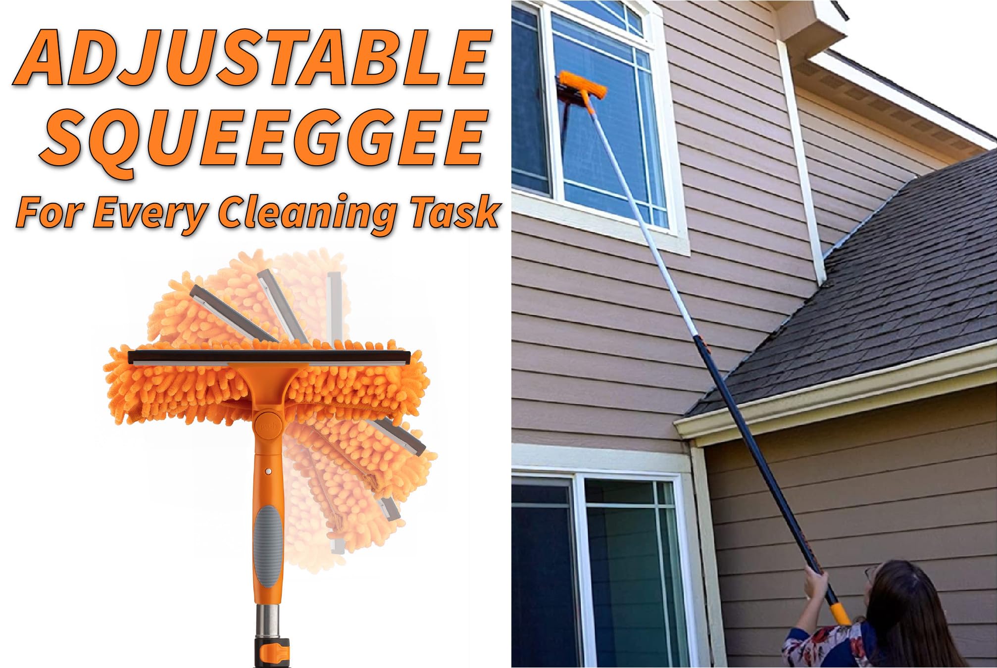 30 Foot High Reach Duster Kit with 5-24 ft Extension Pole // High Ceiling Dusting and Window Cleaning Kit with Telescopic Pole // Window Washer & Squeegee, Cobweb Duster, Fan Blade and Feather Duster