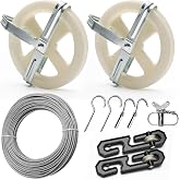 Coldairsoap Outdoor Clothesline kit, Clothesline Pulley kit | 5in Clothes line Pulley, 150ft Clothesline Rope, Winch Tightener, S-Separator Spreader, Metal Hooks, Expansion Screw