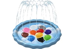 SplashEZ 3-in-1 Splash Pad, Sprinkler for Kids and Wading Pool for Learning – Children’s Sprinkler Pool, 60’’ Inflatable Water Summer Toys – “Color Balloons” Outdoor Play Mat for Babies & Toddlers
