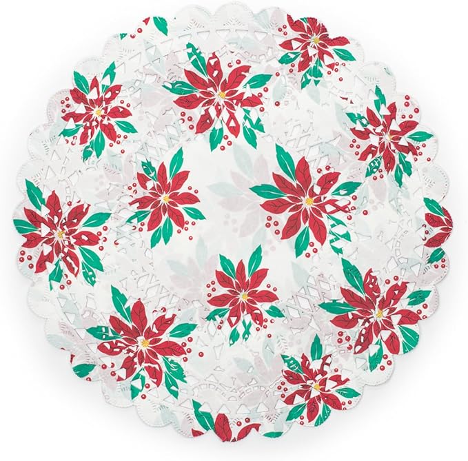 Fox Run Christmas Poinsettia Paper Doilies, 12Inch, Pack of 12 Buy