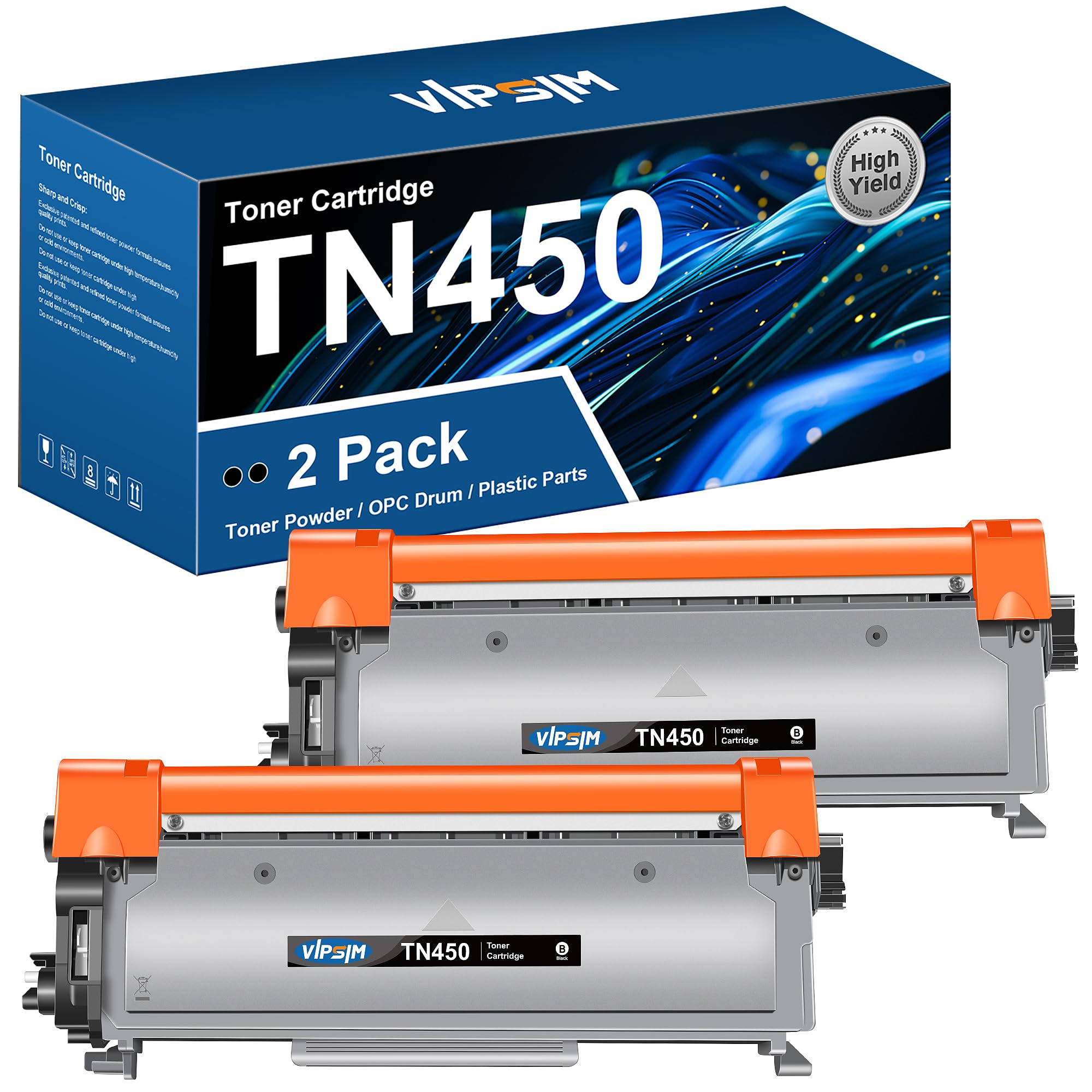 TN450 Toner Cartridge for Brother Printer - Replacement for Brother TN450 TN420 TN-450 TN-420 to Compatible with HL-2270DW HL-2280DW HL-2230 MFC-7360N MFC-7860DW Intellifax 2840 2940, 2 Black