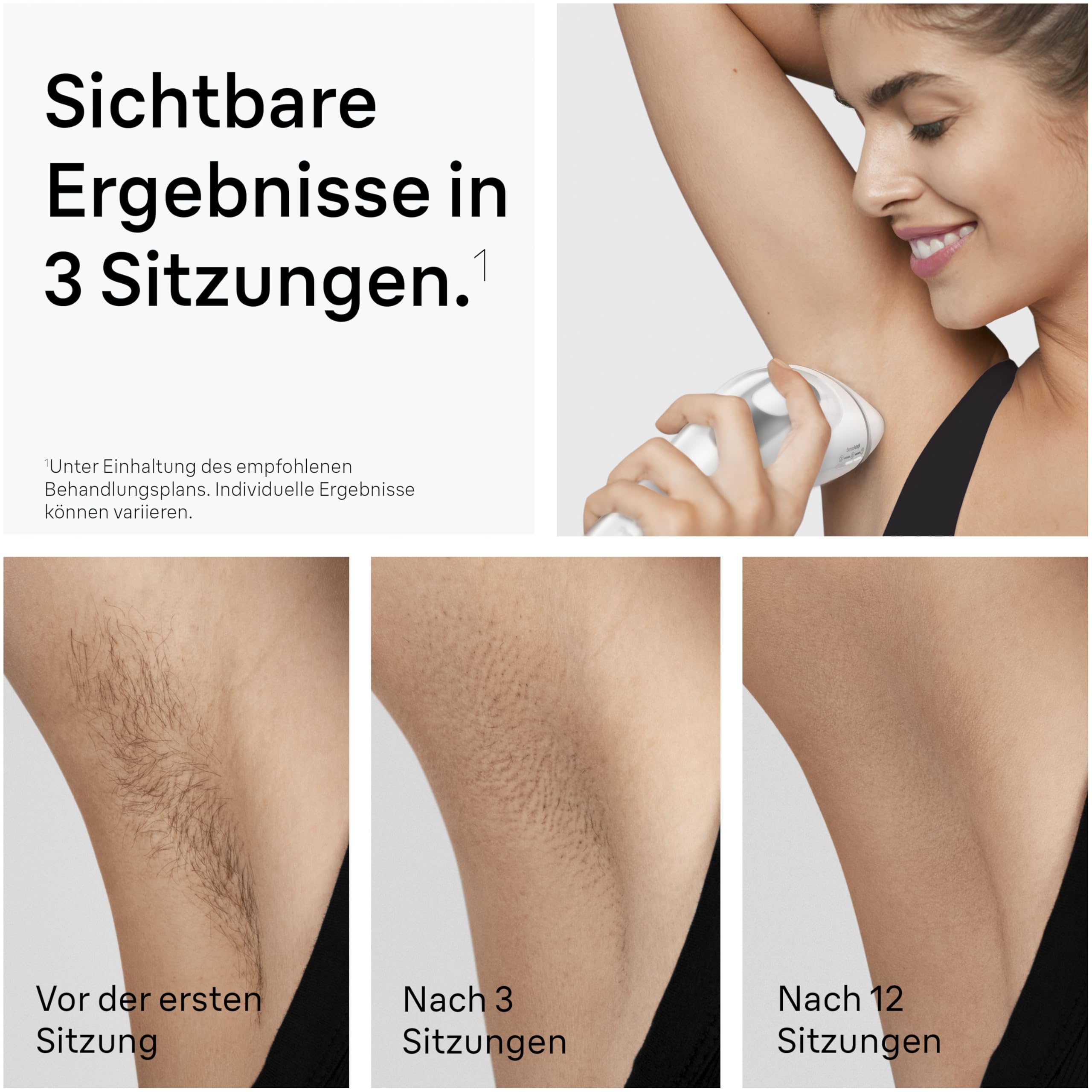 Braun IPL Geräte Haarentfernung Silk·expert Pro 3 – Dauerhafte und Schmerzfreie Haarentfernung für Zuhause – Inkl. Aufbewahrungstasche, Gillette Venus Rasierer und 3 Aufsätze – PL3222, Weiß/Silber 3